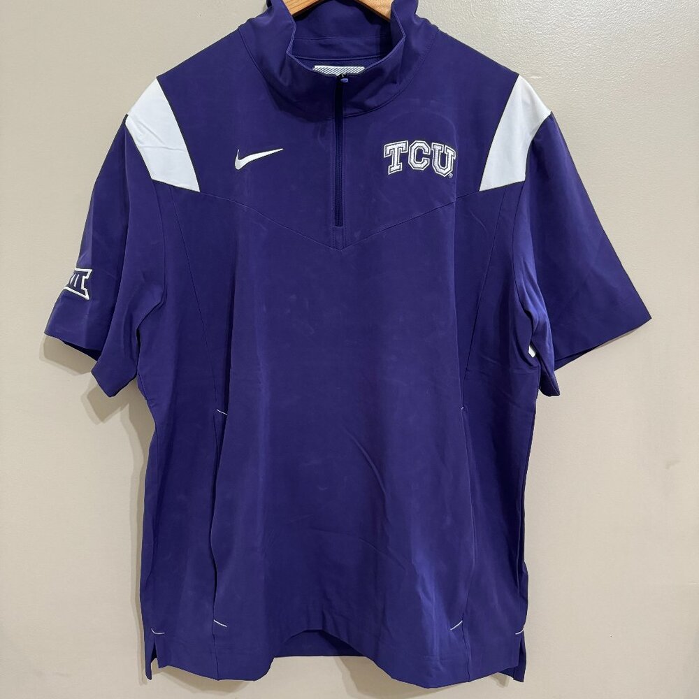 Nike TCU Horned Frogs Football Team Issued On-Field Coach Jacket Mens L NEW